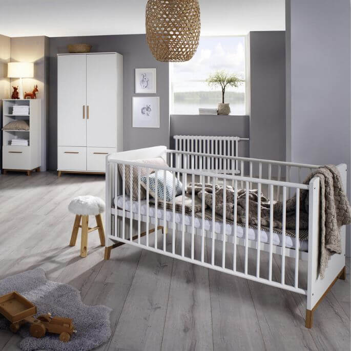 Chambre bébé scandinave blanc/chêne Edisson